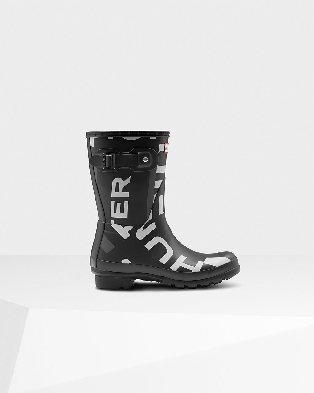 Galochas Curtas Hunter Feminina Pretas - Original Exploded Logo - 39IDMXONC